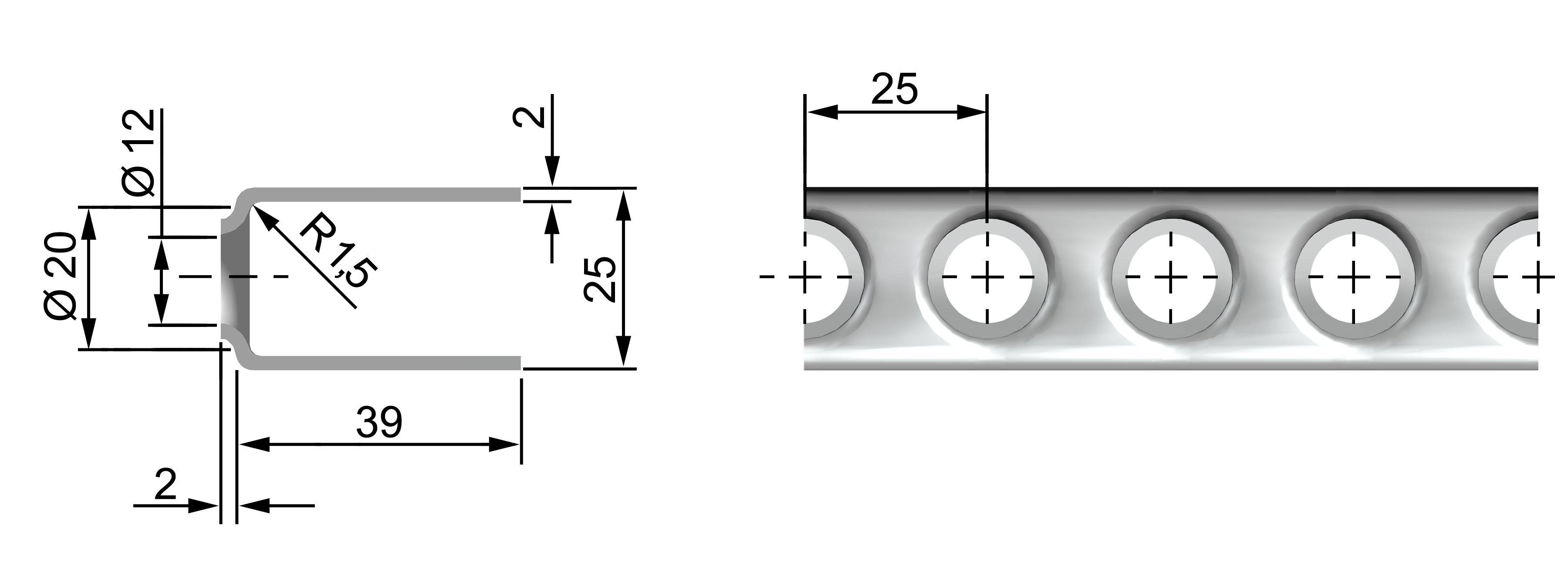perfo kooiladder profiel 25