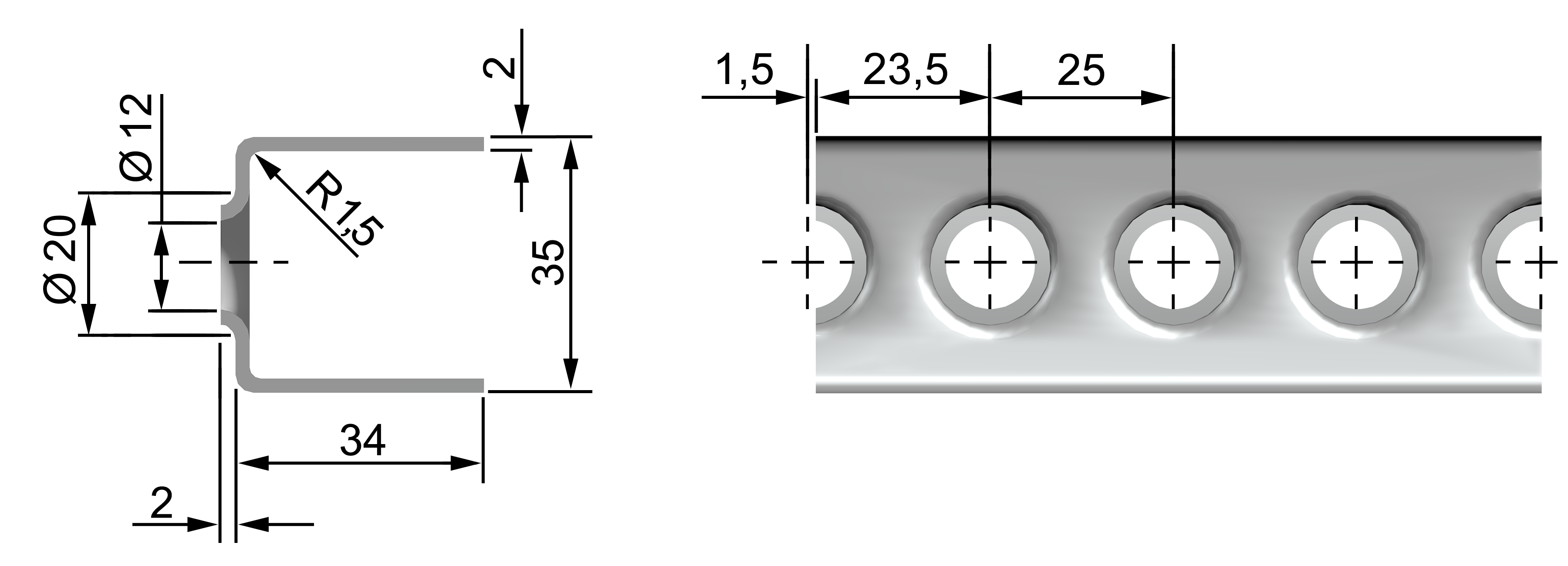 perfo kooiladder profiel 35